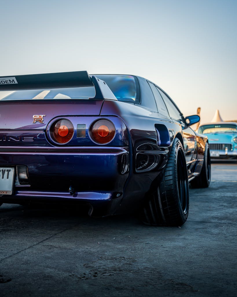 A sleek Nissan GT-R captured beautifully at sunset in İzmir, Türkiye.